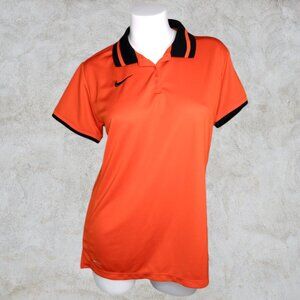 Nike NWOT Collared Polo Shirt Orange with Black Accents Netted Sides Women's XL